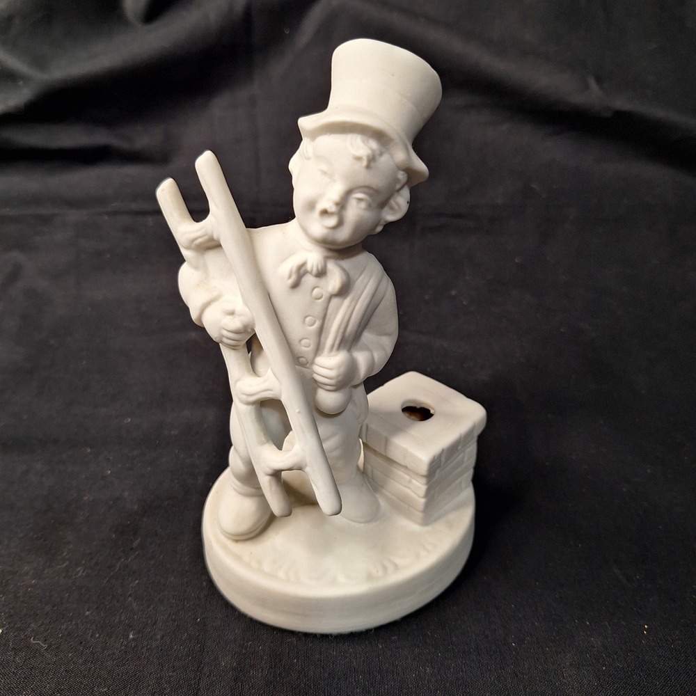 Dresden Porcelain Chimney Sweep Boy Figurine White Bisque Crown N Germany